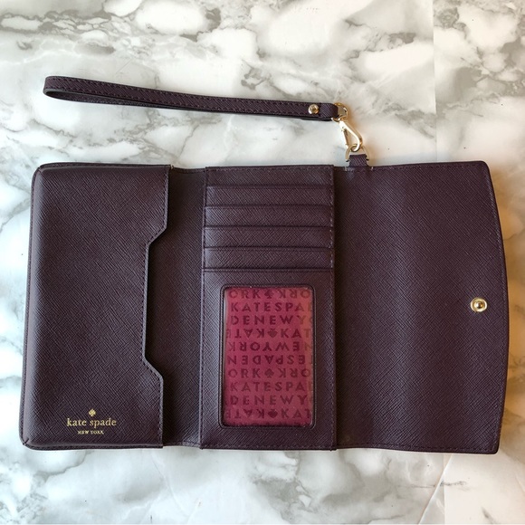 Kate Spade Plum Purple Phone Wristlet Wallet Purse Detachable Wristband Loop - Picture 4 of 15